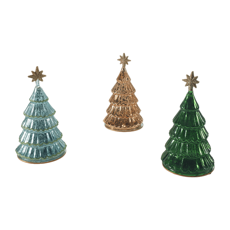 10*20 cmVintage Mercury Glass Layered Christmas Tree Light
