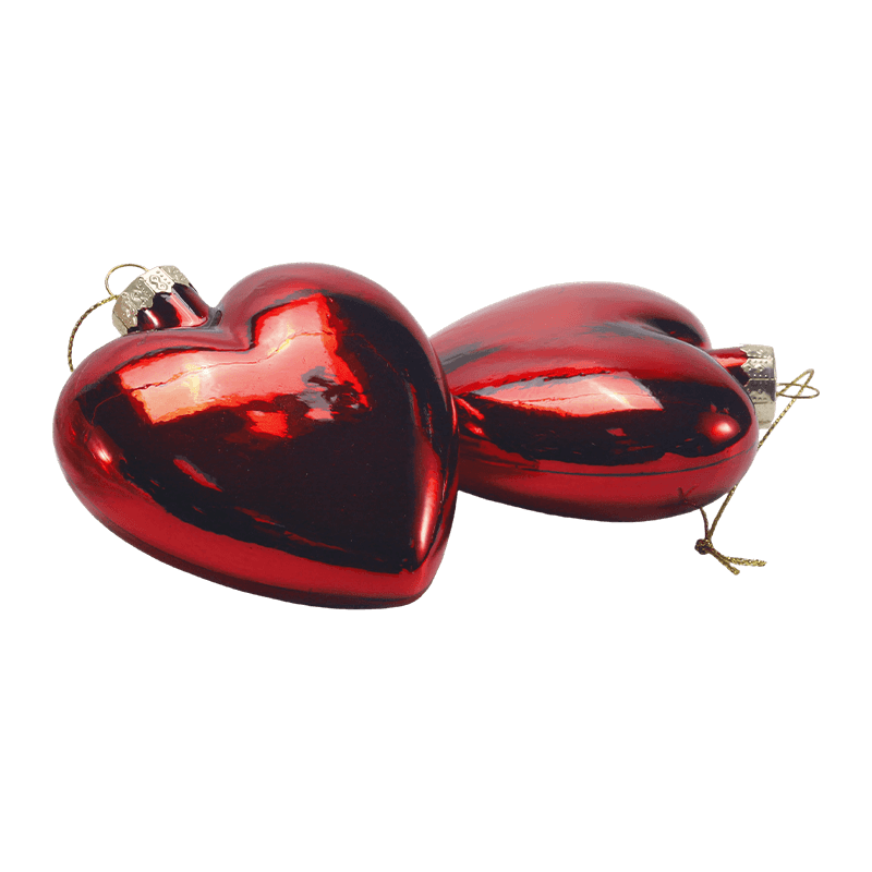 Hand-Blown Glass Heart Christmas Ornament 