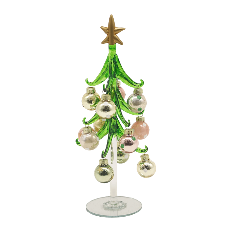 10×25 cm & 10×30 cm Festive Glass Christmas Tree Adorned with Decorative Balls Options