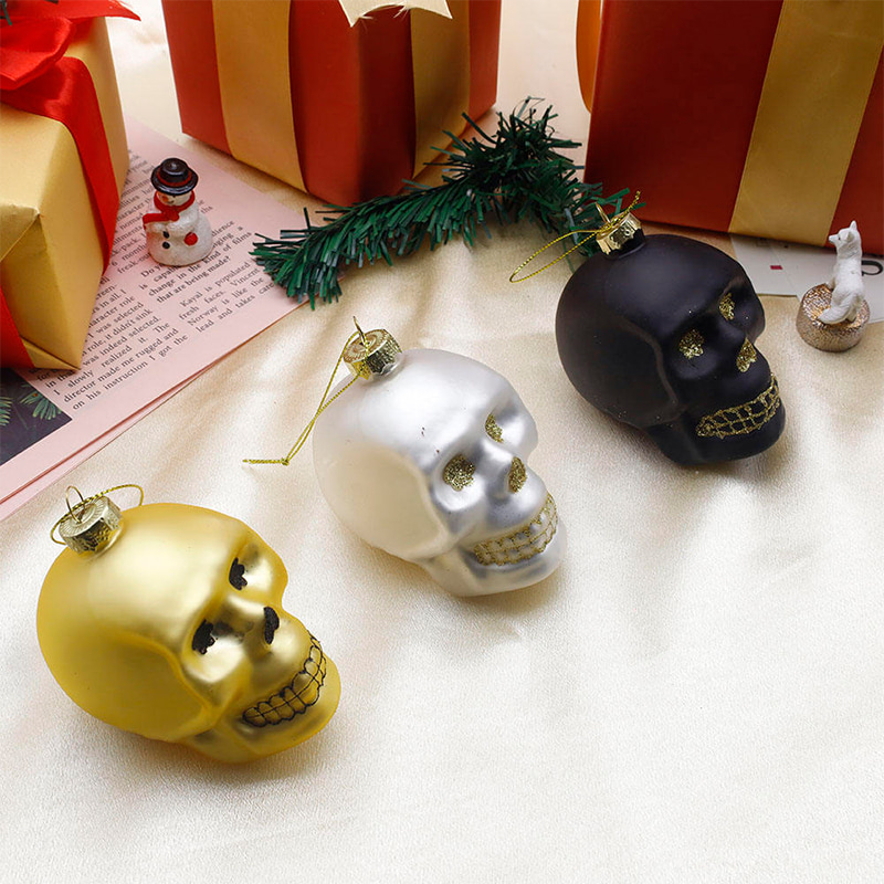 8*9cm Halloween Glass Skull Ornament Set