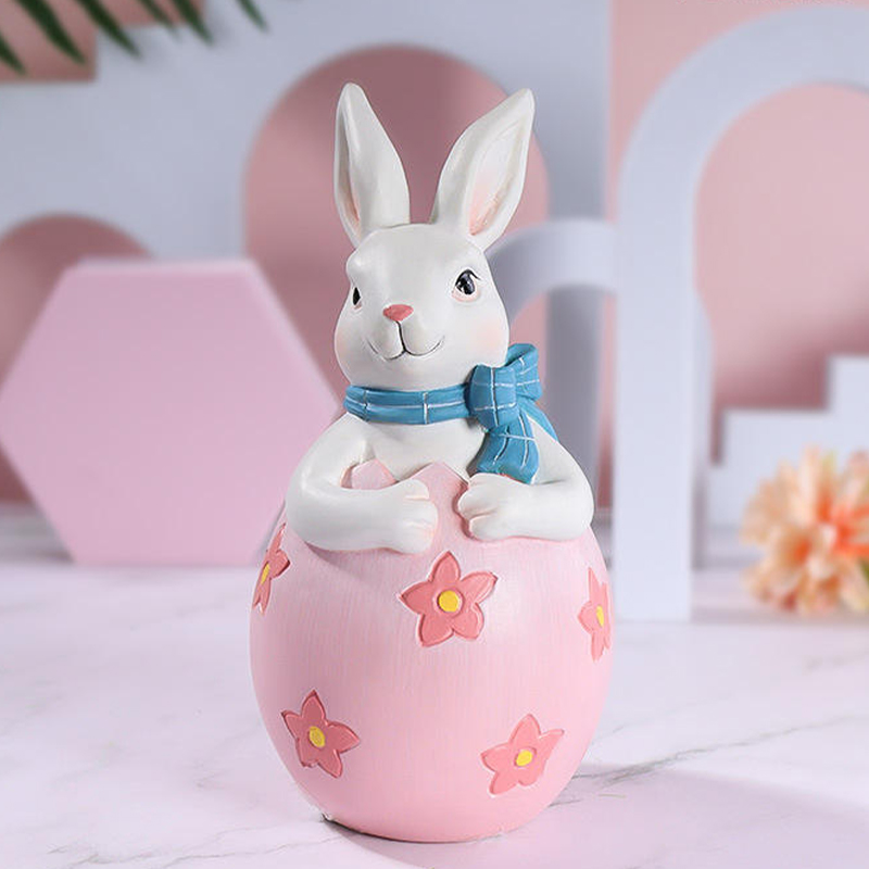 8*16cm Resin Easter Bunny Figurine Decor Set
