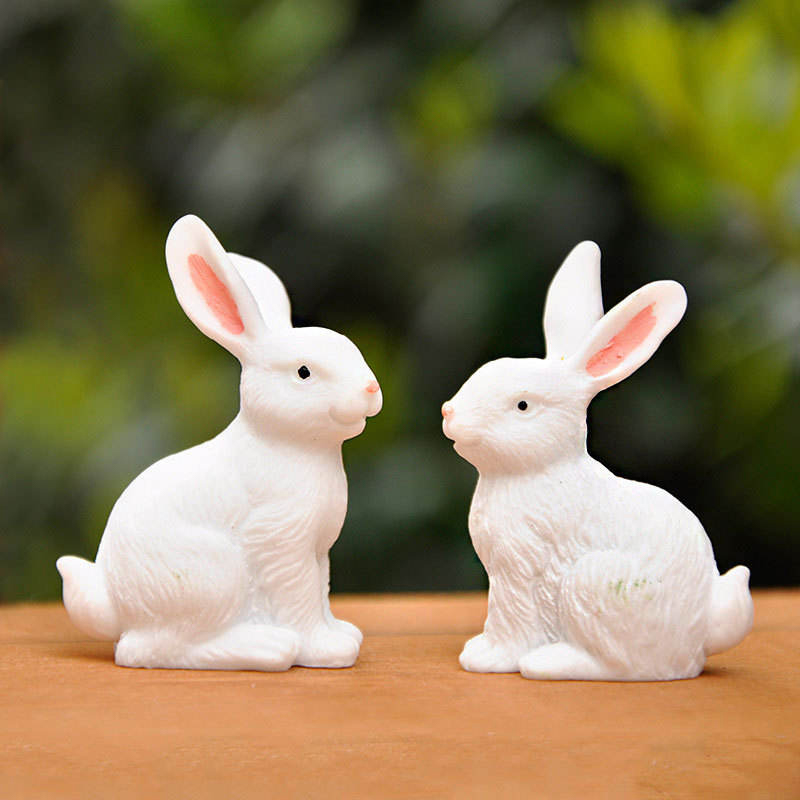 8cm Resin Easter Bunny Figurine Decor Set
