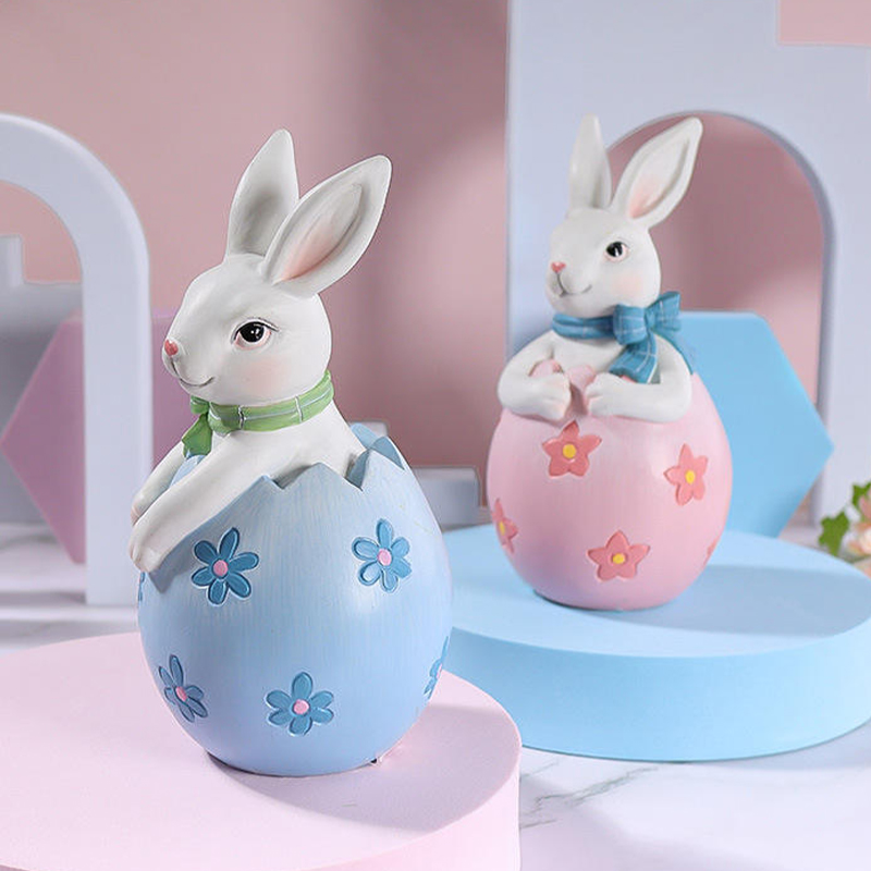8*16cm Resin Easter Bunny Figurine Decor Set