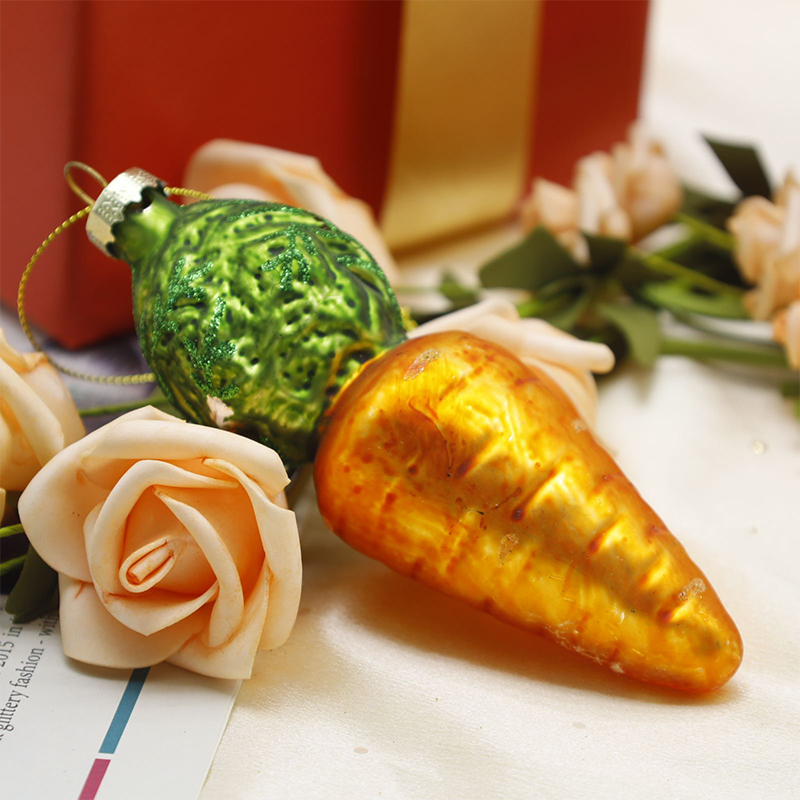 Vegetable-Shaped Christmas Glass  Hanging Ornaments