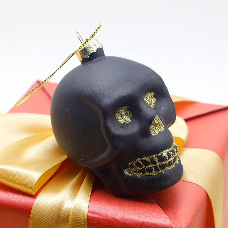 8*9cm Halloween Glass Skull Ornament Set