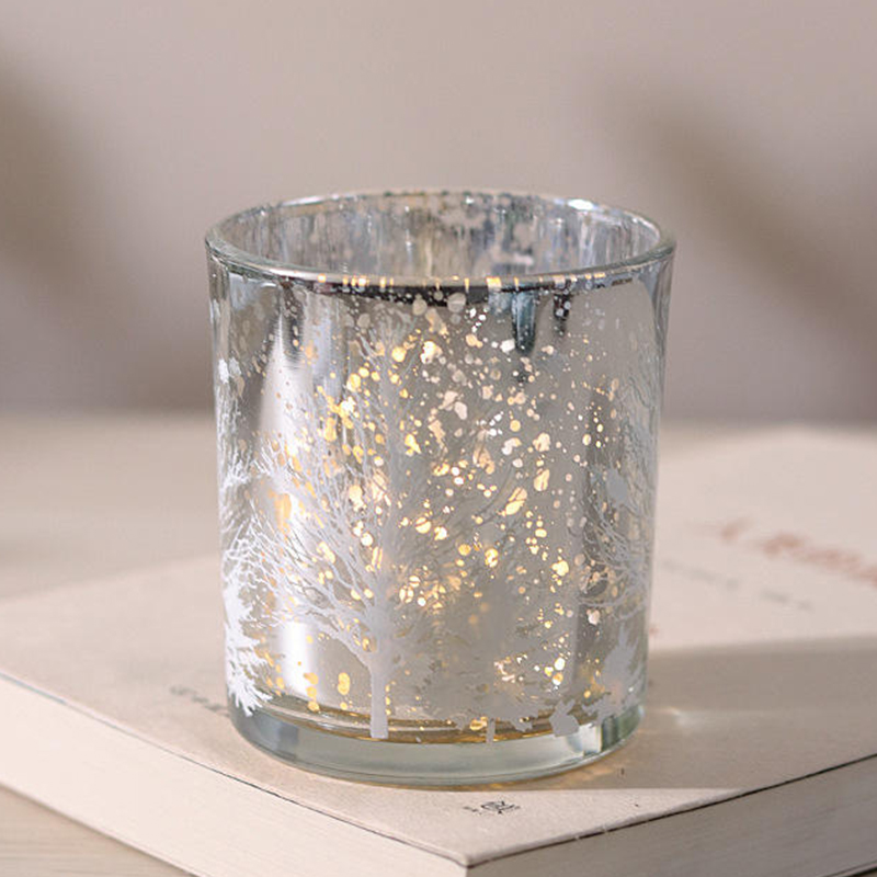 8*9cm Electroplated Carved Glass Candlestick Holder Cup Festive Decor Edition