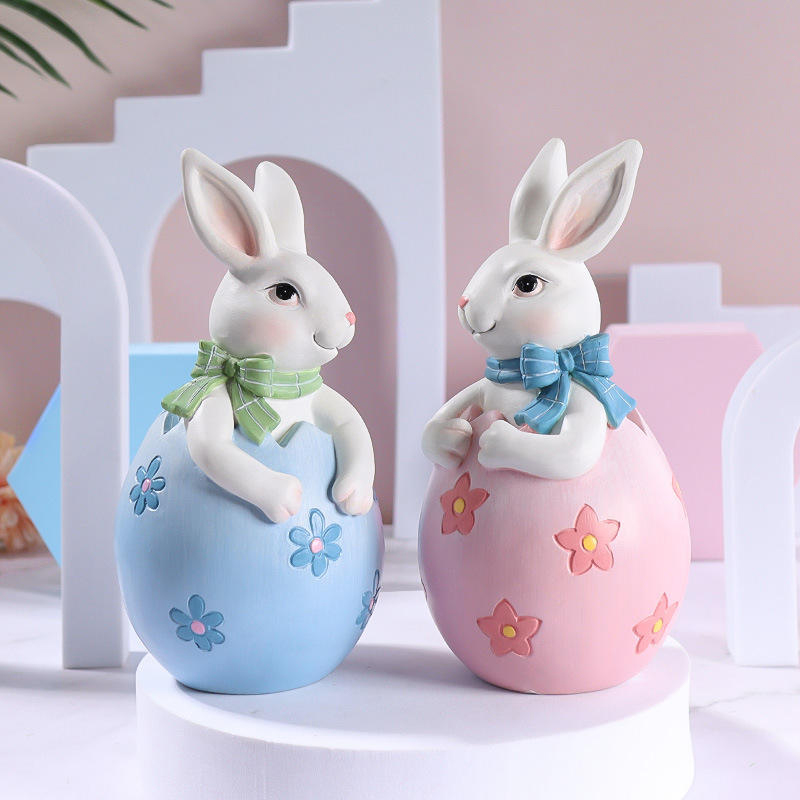 8*16cm Resin Easter Bunny Figurine Decor Set