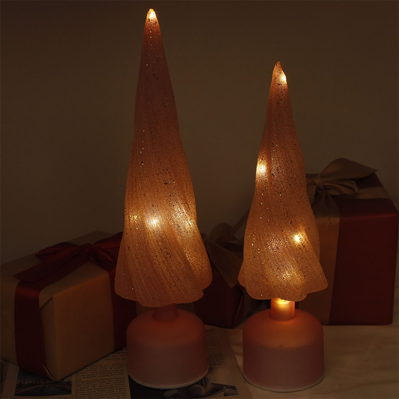 10×33 cm & 10×38 cm Sizes Festive Rotatable Glass Christmas Tree with LED Lights