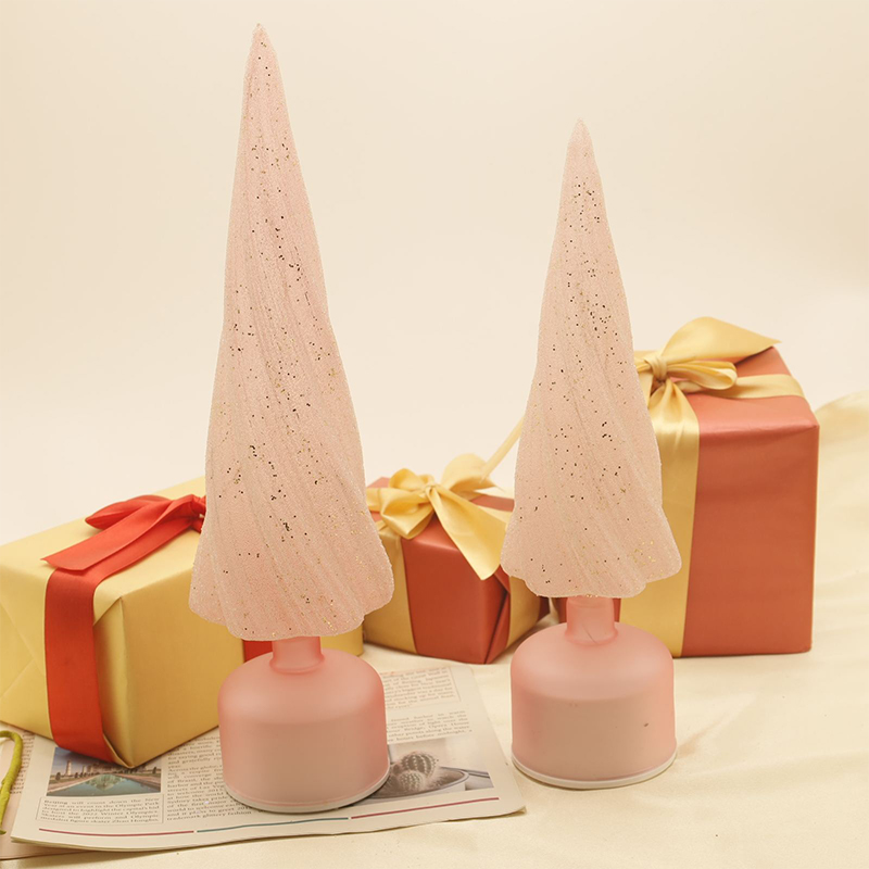 10×33 cm & 10×38 cm Sizes Festive Rotatable Glass Christmas Tree with LED Lights