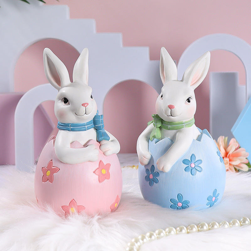 8*16cm Resin Easter Bunny Figurine Decor Set