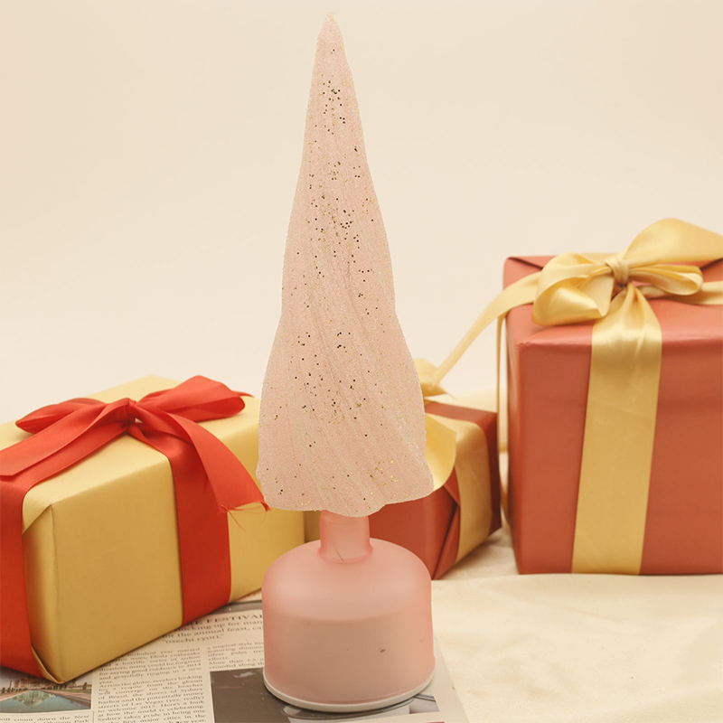 10×33 cm & 10×38 cm Sizes Festive Rotatable Glass Christmas Tree with LED Lights
