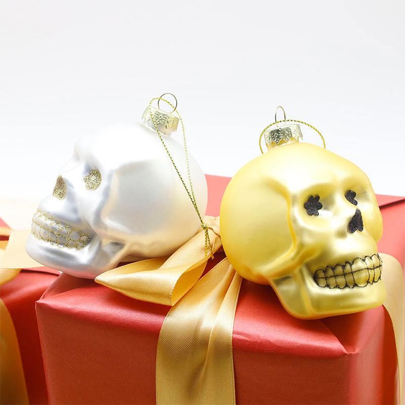 8*9cm Halloween Glass Skull Ornament Set
