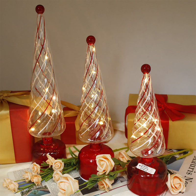 10×25/10×30 Glass LED Illuminated Christmas Tree Decorative Ornament