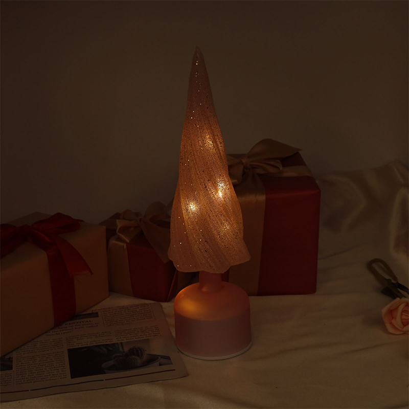 10×33 cm & 10×38 cm Sizes Festive Rotatable Glass Christmas Tree with LED Lights