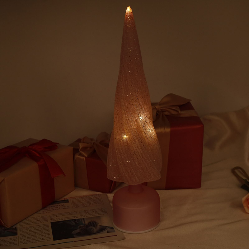 10×33 cm & 10×38 cm Sizes Festive Rotatable Glass Christmas Tree with LED Lights