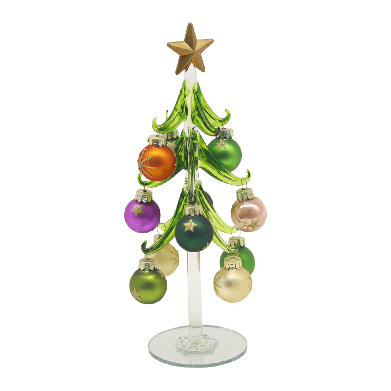 10×25 cm & 10×30 cm Festive Glass Christmas Tree Adorned with Decorative Balls Options
