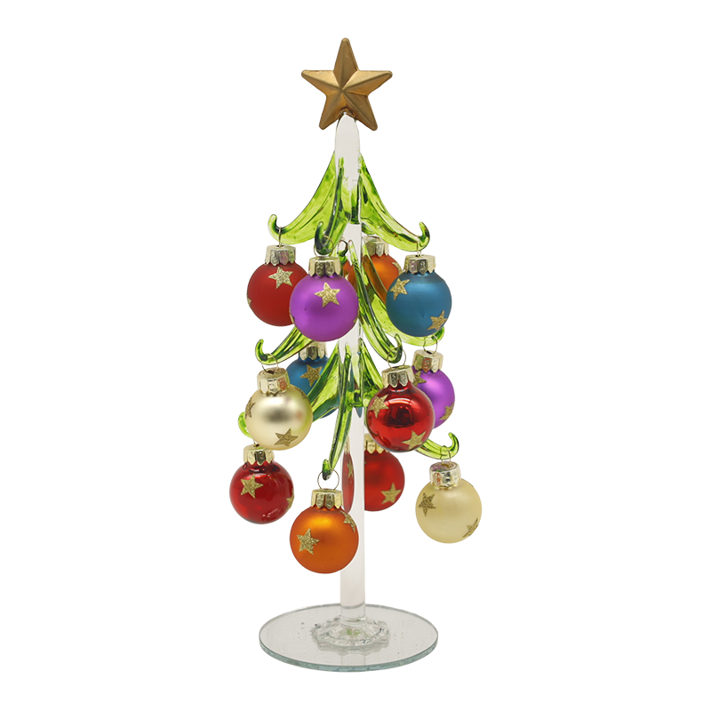 10×25 cm & 10×30 cm Festive Glass Christmas Tree Adorned with Decorative Balls Options