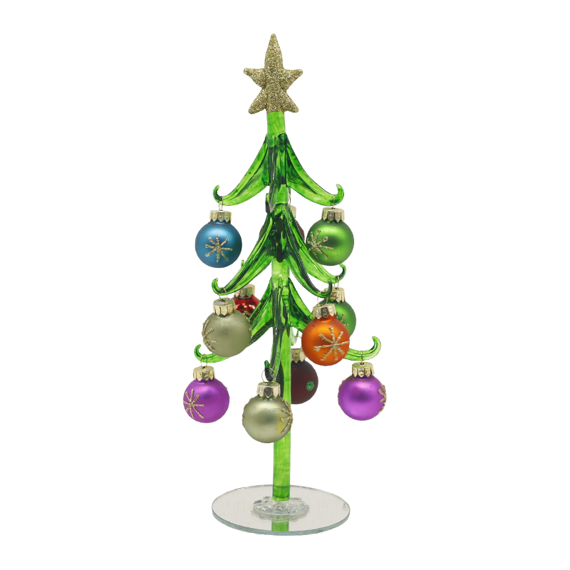 10×25 cm & 10×30 cm Festive Glass Christmas Tree Adorned with Decorative Balls Options