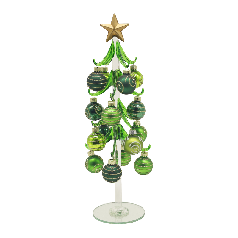 10×25 cm & 10×30 cm Festive Glass Christmas Tree Adorned with Decorative Balls Options