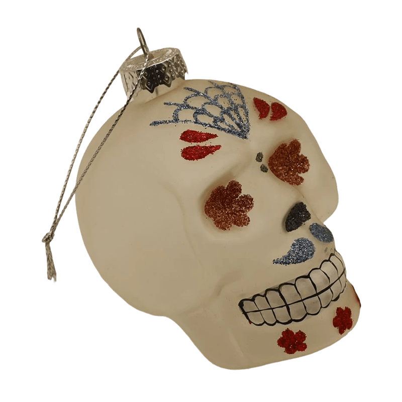 8*9cm Hand-painted Halloween Glass Skull Ornament Set