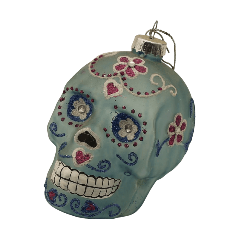 8*9cm Hand-painted Halloween Glass Skull Ornament Set