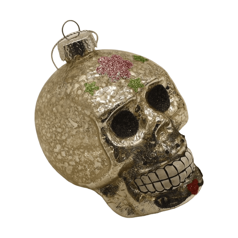 8*9cm Hand-painted Halloween Glass Skull Ornament Set