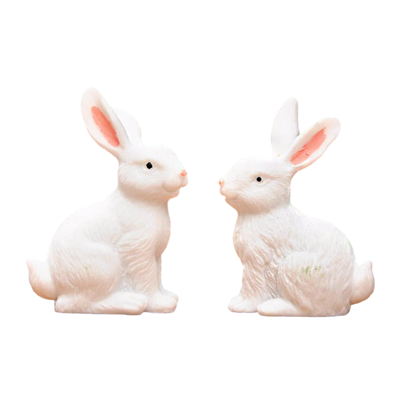 8cm Resin Easter Bunny Figurine Decor Set