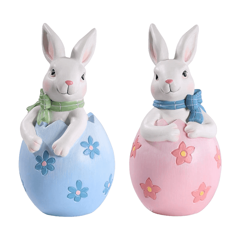 8*16cm Resin Easter Bunny Figurine Decor Set