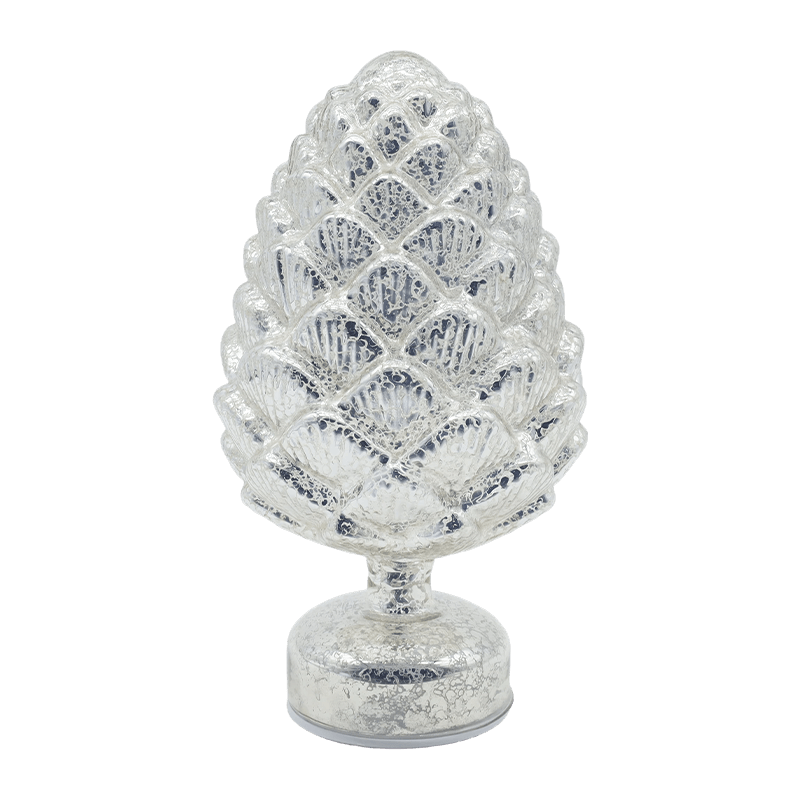 15×28 cm & 11×22 cm Pinecone Christmas Rotating Glass  LED Tabletop Decoration 