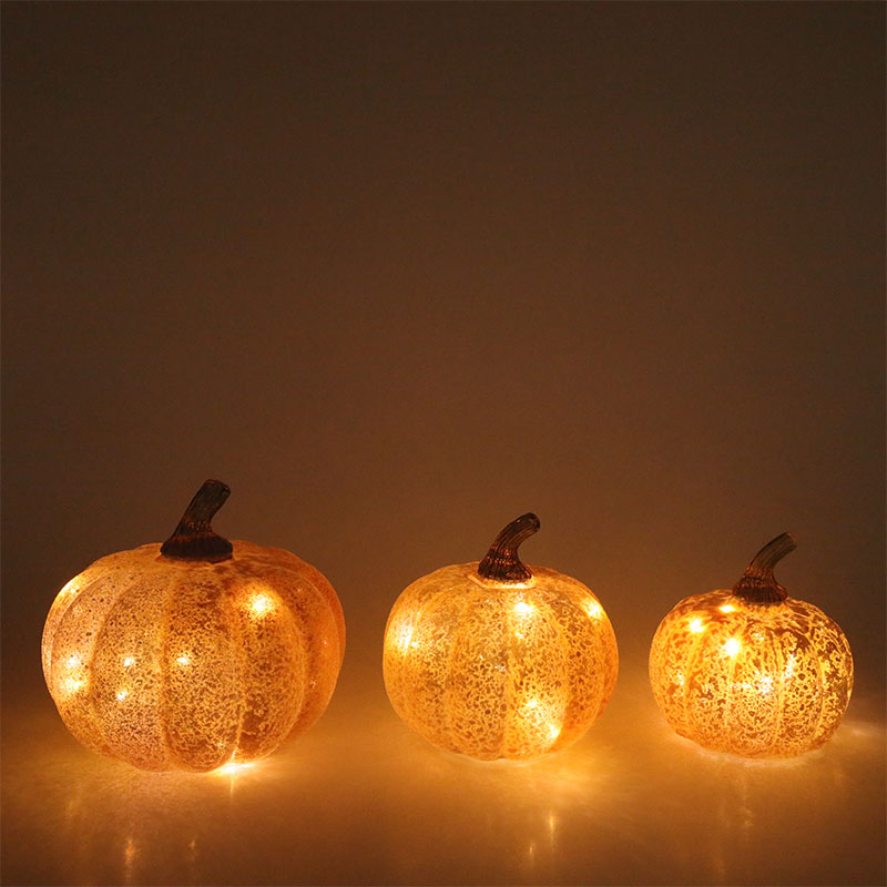 10*11.5cm &12*15cm Halloween LED Glass Pumpkin Lamp Tabletop Ornament