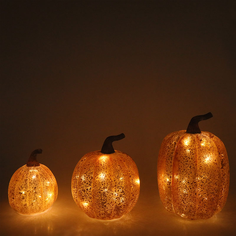 10*11.5cm &12*15cm Halloween LED Glass Pumpkin Lamp Tabletop Ornament